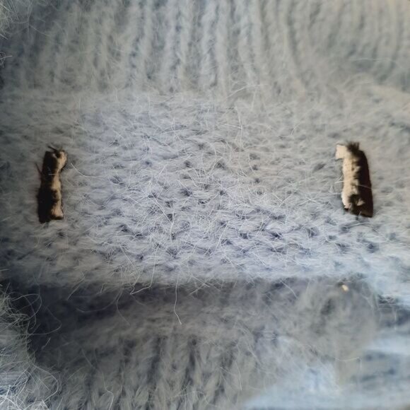 VERO MODA | Mabel Fuzzy Raglan Sleeve Sweater Blue w/ Rhinestone Buttons Sz L - Picture 12 of 15